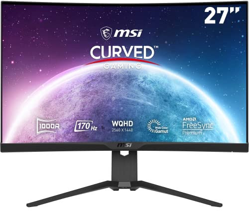 MSI G27C5 E2 - Monitor da gaming curvo da 27, FHD, 170 Hz (1920 x 1080, VA, Curvatura 1500R, 16:9, Frameless, 250 nits, Anti-Flicker)