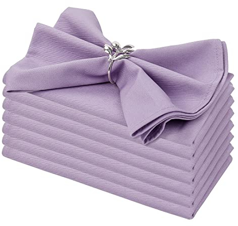 Getfitsoo Violette Stoffservietten, 6 Stück, 100 % Baumwolle, waschbar, wiederverwendbar, perfekt für Hochzeit, Urlaub, Esstisch, den täglichen Gebrauch