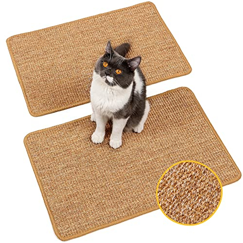 Conlun Alfombra Rascador para Gatos,Arranhador para Gatos de Sisal Natural,Horizontal Alfombrilla Rascador Pared Gato,Protector Sofa Gatos Arañazo,Protege Muebles y Esquina(M,59x39cm)