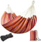 JoyView Brasilianische Doppelhängematte mit Seilen zum Aufhängen, extra groß, 220x149.9 cm, tragbare Baumwoll-Hängematte für Terrasse, perfekt für den Außen- und Innenbereich, rote Streifen