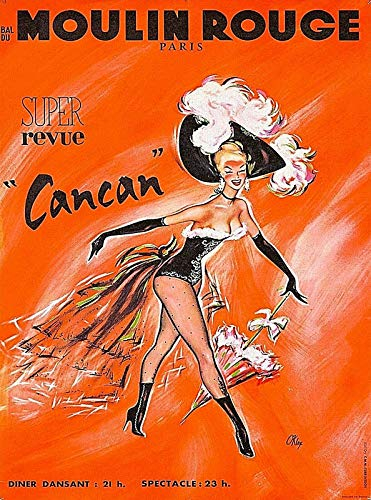 Metallschild Moulin Rouge Cancan Mädchen Paris Frankreich Vintage Travel Badezimmer Dekor Lustiges Blechschilder Vintage Eisenmalerei Für Garage Küche Home 20x30 cm