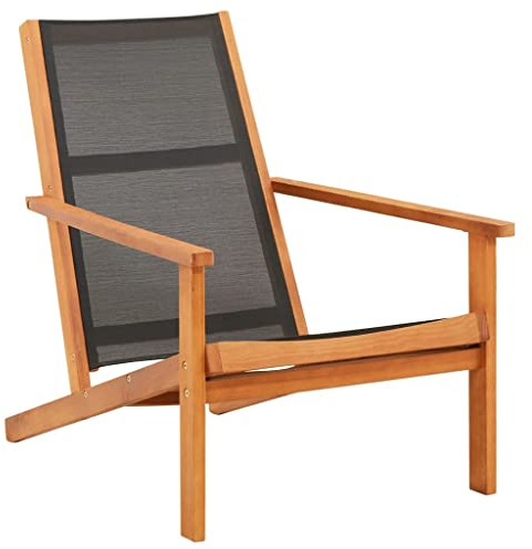 Möbel mit Gartenliege aus Eukalyptusholz und Textilene, Schwarz