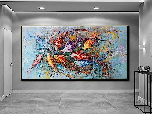 MHLCMG Leinwand Malerei Aquarell Fisch Tier Bilder Wandkunst Koi Fische Poster Kunstdruck Bild Wand Wohnzimmer Schlafzimmer Dekor Kein Rahmen (30X60CM)