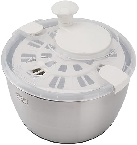 Essoreuse à Salade, Grande Capacité Double Couche Essoreuse à Salade en Acier Inoxydable, Panier Lavage D'égouttage Fruits Et Légumes à Poignée, pour Séchage des Légumes à Feuilles