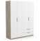 Demeyere 391384 Vestidor con Armario Moderno 4 Puertas 5 estantes 2 cajones, Color Roble Kronberg y Blanco Mate, 157,3 x 51,1 x 203 cm, Madera de ingeniería, Gris