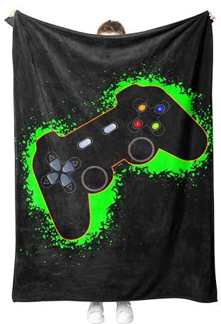Gamepad Kuscheldecke Flanell Decke Spielkonsolen-Muster Fleecedecke Flauschig Weich und Warme,3D Gamepad Wohndecke Sofadecke Couchdecke Für Teens Erwachsene.(G1, 130x150 cm)
