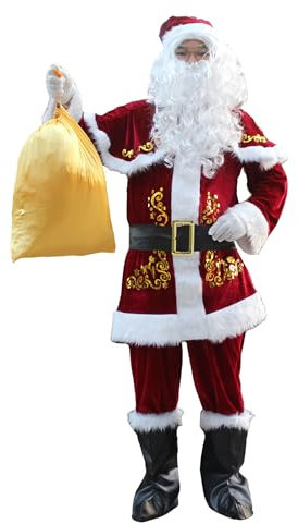 SELORE Costume de Père Noël pour Hommes Complet de Déguisement Vêtement de Père Noël Adulte Cospaly(XXL)