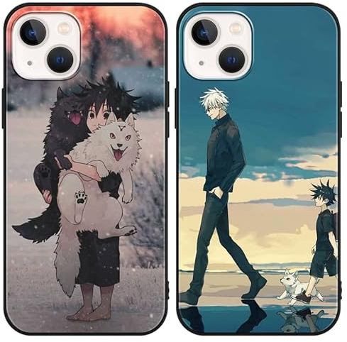 LYUBFDC 2er-Pack Handyhülle für Apple iPhone 13/iPhone 14, Anime Motiv Fushiguro Toji Manga Muster Schutzhülle Jungen Hülle Schutz der Linse Design TPU Cover stoßfest, Schwarz