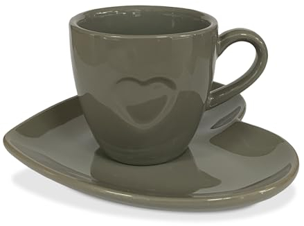 NUVOLE DI STOFFA Tazzina da caffè con piattino a cuore ceramica Shabby Chic 6344