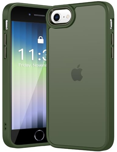 PuyaTeya Handyhülle für iPhone SE Hülle 2022, iPhone SE Hülle 2020, [Military Stoßfest] [Transluzente Matte Schutzhülle] Anti-Fingerabdruck rutschfeste Hülle iPhone 6/7/8/SE （Dunkel Grün ）