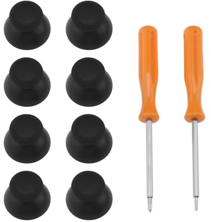 8pcs Game Joystick Thumb Stick Cap Mushroom Head Joystick Cap Black Game Console Joystick Cap Compatible with Nin-ten-do Switch Pro Controller Joystick