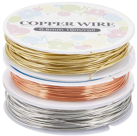 SUNNYCLUE Pure Copper Wire - 24m, 0.6mm, 22 Gauge, Soft, Bendable, Gold/Silver, For Jewellery Making, Wrapping, Beading, Sculpting