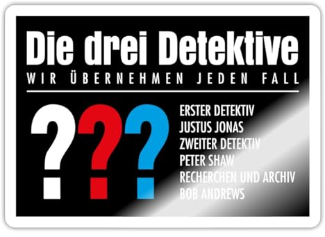 Spreadshirt Die Drei Fragezeichen Detektive Visitenkarte Sticker Sticker, max. 10 x 10 cm, 10 x 10 cm, Weiß glänzend