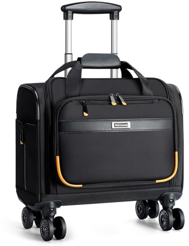 Ponhog Sac à Roulette pour Ordinateur Portable - Mallette à roulettes avec 4 Roues pivotantes - 13 en Nylon 1680D résistant à l'eau - pour Homme et Femme - pour Le Travail, Les Voyages, Noir