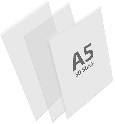 REIF Hamburg 50 Stück Taschenhülle selbstklebend DIN A5 hoch, Vinyl-Weichfolie glasklar 0,140 mm, Selbstklebetaschen transparent, Made in Germany