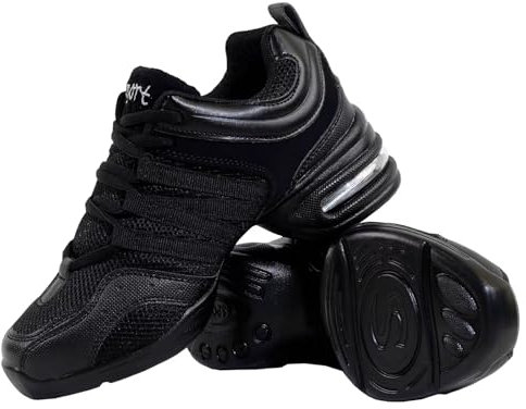 s.lemon Tanzsneaker,Damen Schwarz Geteilte Sohle Schnüren Jazz Tanz Sneaker Schwarz 41