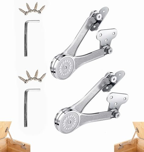 Lot de 2 charnières de boîte à jouets à fermeture lente – Charnières de support de couvercle pour coffre à jouets, coffre, couvercle à fermeture douce, support de 22,7 kg (Hingex)