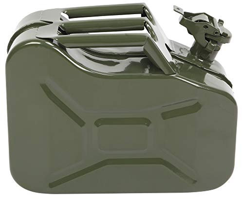 Bonnlo Bidon pour carburant en métal 20L avec bec verseur, bidon étanche carré en métal pour essence avec bec verseur, accessoire d'automobiles (vert, 1 bidon 10L-Type 1)
