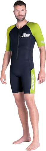 CRESSI Tiburon Man Shorty Wetsuit 2mm - Muta Shorty Uomo realizzata in Neoprene Ultra Stretch 1.5/2mm e Elastane, Nero/Fluo Lime, XXL/6
