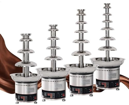 RayGenius 4/5/6/7 Tiers Commercial Chocolate Fondue, Large Capacity Chocolate Fountain Machine, Waterfall with Temperature Control。,5Layers