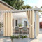 MIULEE Cortinas de Exterior Impermeable, Cortinas Terraza Exterior con Ojales, Adecuada para Balcones, Pérgolas, 2 Piezas, 140x215cm, Beige