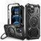 Lanhiem Cover per iPhone 12 Pro Max con 2 Pezzi Vetro Temperato, Antiurto Anticaduta Militare, Supporto Magnetico Anello a 360° Protezione Armor Protezione, Custodia per iPhone 12 Pro Max 6.7, Nero