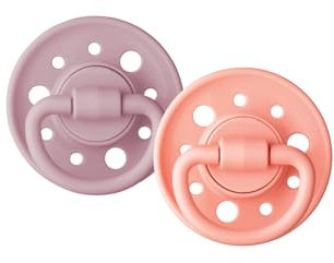 DODIE Sucettes Rondes GAÏA, tetine pour bébé, 6-36 mois, Rose, Lot de 2