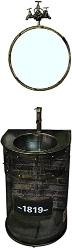 Lavabo sur pied pour salle de bain sur pied Art Hotel Home Lavabo sur pied pour salle de bain Lavabo sur pied brillant pour salle de bain sur pied complet Meuble sous vas(Bronze-With mirror)