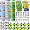LXBCTOP 64 Pcs Juego De Lápices Fútbol, 12 Lápices De Fútbol, 12 Gomas De Borrar De Fútbol, 12 Etiquetas Reflectantes Para Fútbol, 4 Juego Pinball De Fútbol, 24 Pegatinas De Fútbol