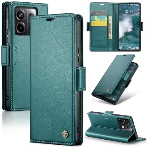Rerzoiro Coque pour Xiaomi Redmi Note 13 Pro 5G (Pas pour 4G)/Poco X6 5G, Étui Housse en RFID Protection PU Cuir Portefeuille Rabat Case Stand, Étui Case pour Redmi Note 13 Pro 5G/Poco X6 5G,Bleu Vert