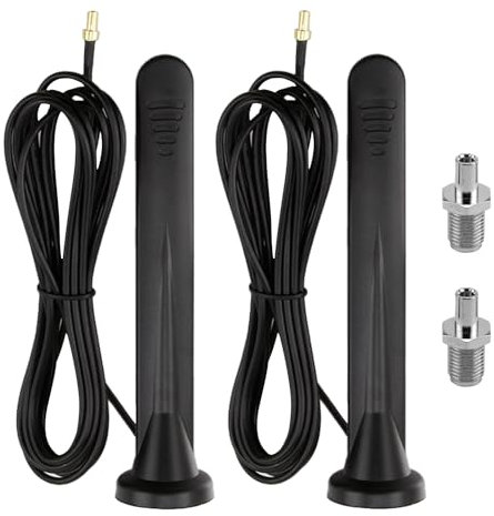 2 Piezas Antenas Externas 5G 4G LTE, Amplificador de Señal Omnidireccional, Ganancia de 15DBI,Conector SMA con Adaptador TS9, Base Magnética, Impermeable, Compatible con Todas las Bandas de Frecuencia