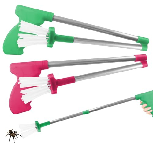WANDGU Attrape-araignées Extra Long 80cm: 2 pièces Attrape-insectes avec manche, Attrape-araignées manuel, Attrape-araignées pliable, Pince à araignées pour une capture et une élimination sûres, Vert