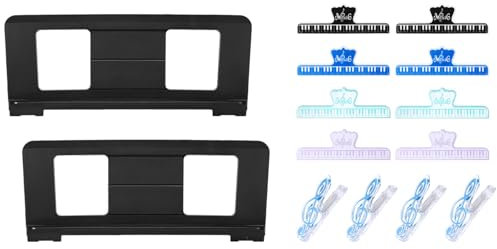 Maasechs 2 Sets Music Stand with 8 Book Clip and 4 Note Clip Holder Plastic Keyboard Stand for Sheet Music Multiple Keyboard Models, Stable and Durable