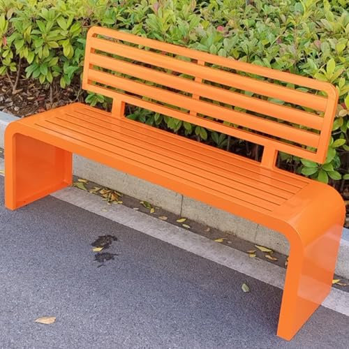 YQMHEZ Gartenbank Aus Metall für Draußen, Parkbank mit Rückenlehne Und Armlehnen, Traditionelle 2-Sitzer-Gartenbank, Lattenrost-Design, Outdoor Bank für Drinnen, Draußen, Terrasse, Park(Orange,120cm)