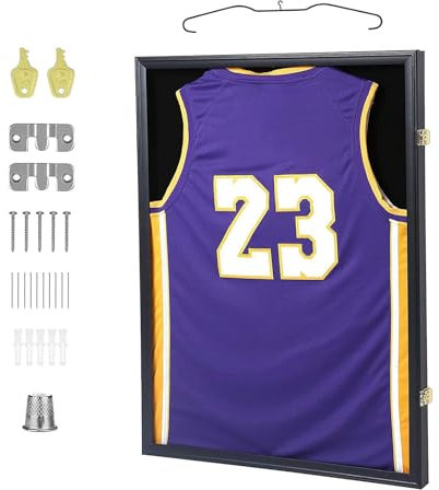 Cainor Trikot Bilderrahmen60×80,Holz-Bilderrahmen für Trikots für Fußballtrikots, Basketballtrikots, Eishockeytrikots und Sporterinnerungsstücke usw, mit abschließbaren Rahmen für Trikots