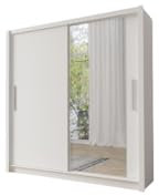 Meublorama Armoire à portes coulissantes avec miroir - 155 cm - Blanc - Collection OZZULA