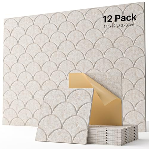 Soundsbay 12 St. Akustikpaneele Selbstkleben, Schallschutz Schallabsorber, Akustikplatten aus Polyester zur Schalldämmung, Schallschutzplatten für Akustische Behandlung und Wanddekoration 30x30x0.9cm