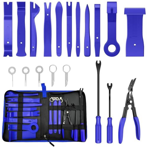 AURISSE 19-Piece Automotive Trim Removal Tool Kit with Storage Bag, Professional Car Panel & Door Audio Pry Tool Set, Clip Pliers Fastener Remover for Vehicle Dash Radio Stereo Installation