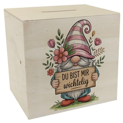 Du bist Mir wichtelig Spardose aus Holz für Pflanzenfreunde und Wichtelfans - lustige Sparbüchse für Natur- und Wichtelliebhaber