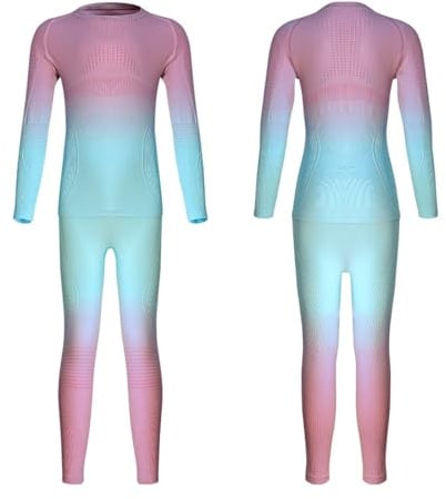 Thermounterwäsche Kinder, Skiunterwäsche Funktionsunterwäsche für Ski,Fussball,Sport - Thermo Unterwäsche Set für Jungen und Mädchen Lange Atmungsaktiv Sportunterwäsche für 6-14 Jahre Kids