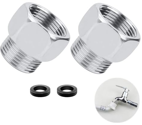 2 piezas de adaptador de reducción de alta calidad en acero inoxidable, 1/2 rosca exterior a 3/8 rosca interior + 2 anillos de sellado, accesorios de rosca universales para tuberías de agua