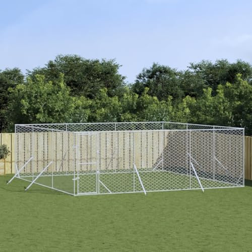 Outdoor Dog Kennel 6x6x2M Galvanised Steel, Spacious Pet Enclosure for Dogs, Chickens, Rabbits, Secure Lockable Door, Weatherproof Design