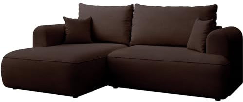 Selsey Ecksofa mit Schlaffunktion und Bettkasten 238 cm – Braun Chenille Stoff Easy Clean – Sofa L-Form Links – Modernes Schlafsofa mit Bettfunktion für das Wohnzimmer