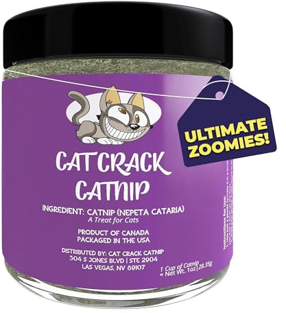 Cat Crack Catnip, Zoomie-Inducing Cat Nip Blend, North American Made & 100% Natural, Safe & Non-Addictive Catnip Treats Used to Supplement Cat Nip Toys, Spray, & Accessories (1 Cup)