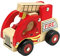 Bino & Mertens 84080 Bino Holzauto Feuerwehr Holzspielzeug Feuerwehrauto Spielzeug für Kinder ab 12 Monate (ausklappbare Leiter, Hart-PVC-Reifen, fördert Hand-/Augen-Koordination, Maße: 17 x 12 x 9 cm), Rot