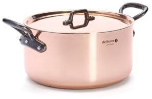 De Buyer 6466.16 Kochtopf mit Deckel, Kupfer, grau, 16 cm