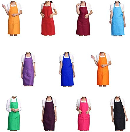 Trebien Latzschürze 11 Stück – Unisex Schwarz Schürze Großverpackung, mit Fronttasche, maschinenwaschbar, für Küche, Basteln, Grillen, Malen mehrfarbig