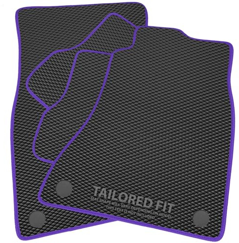 Rubber Car Mats for Dacia Duster II (WITH PASSENGER DRAW) (2017-2024) Exclusive Diamond Rubber with Purple Ribbed Trim [2319]