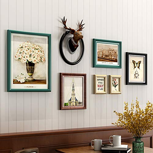 Kreativ Große mehrere Holz Bilderrahmen Collage Wand Set 7 Stücke Vintage DIY Kombination Treppe Dekorative Malerei, Transparentes Glas