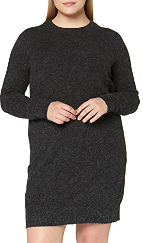VERO MODA NOS Vmdoffy Ls O-Neck Dress Noos, Robe Femme, Noir (Black Detail: Melange), 42 (Taille Fabricant: Large)